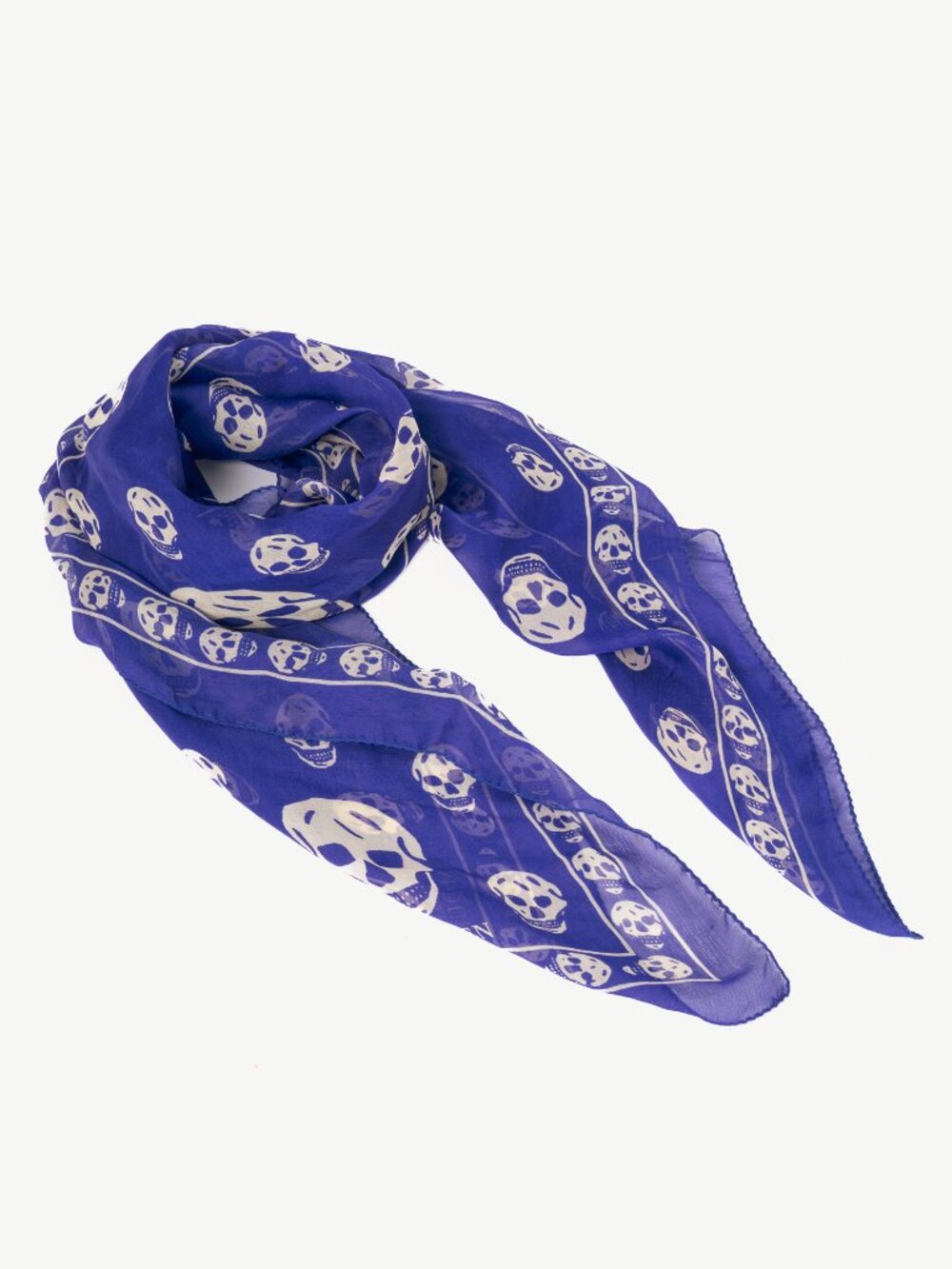 Alexander McQueen Purple & White Skull-Print Silk-Gauze Scarf